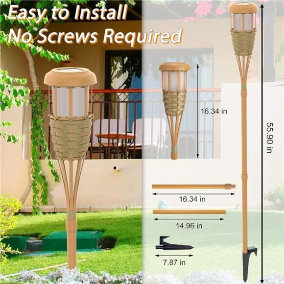 Solar Outdoor Lights, Solar Torch Lights Outdoor flickeringflame - Picture 3 of 7